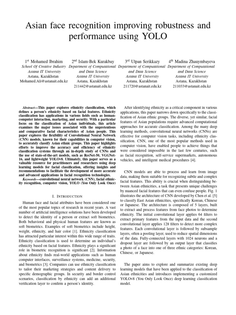 Enhancing Asian Face Recognition with YOLO | PDF | Deep Learning ...