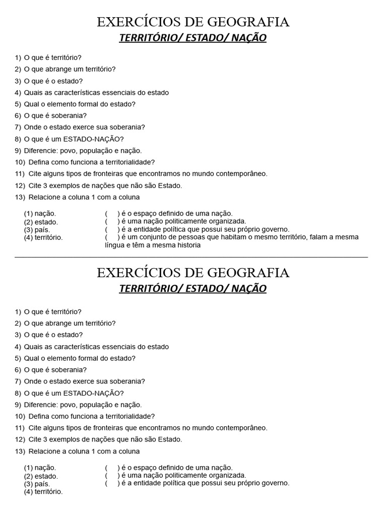 Exerc cios territ rio estado na o pdf estado na o