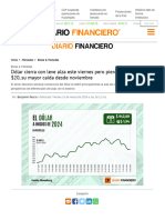 Precio Del Dólar Baja $20 Semanal Hoy Viernes en Chile Cierre 15 de Marzo - Diario Financiero