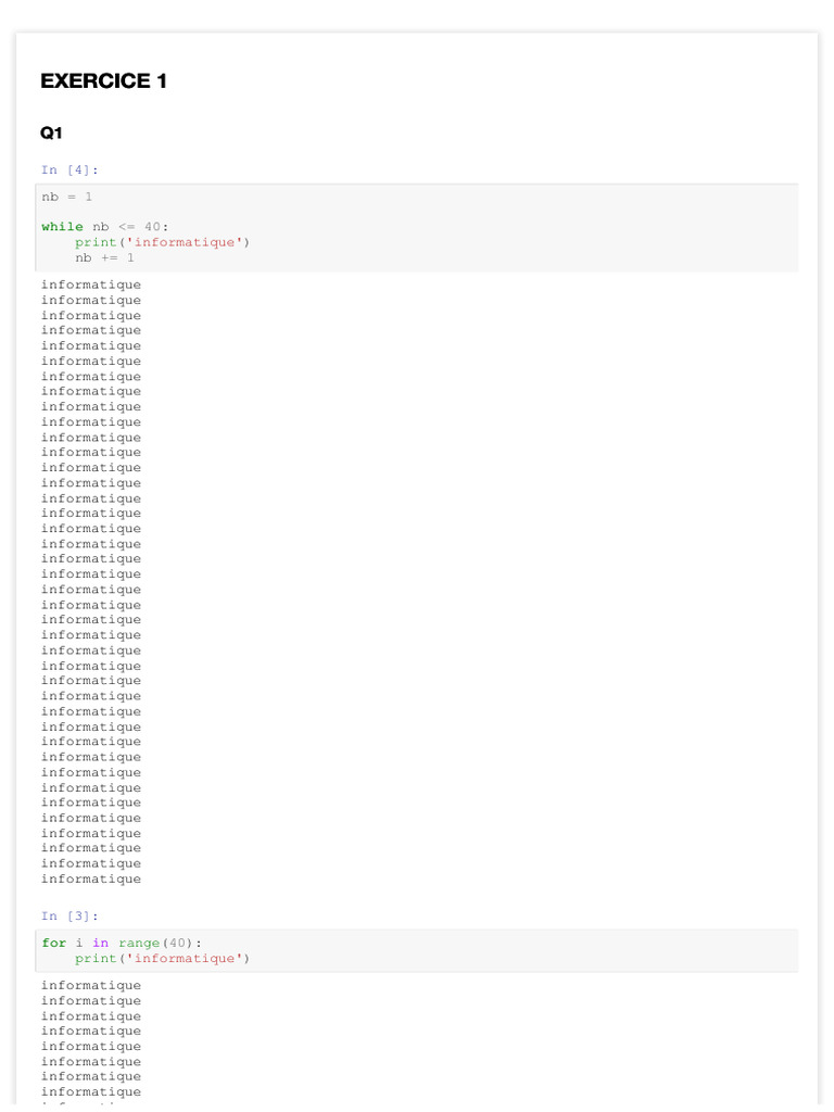 Exercices de programmation Python | PDF | Technologie et ingénierie