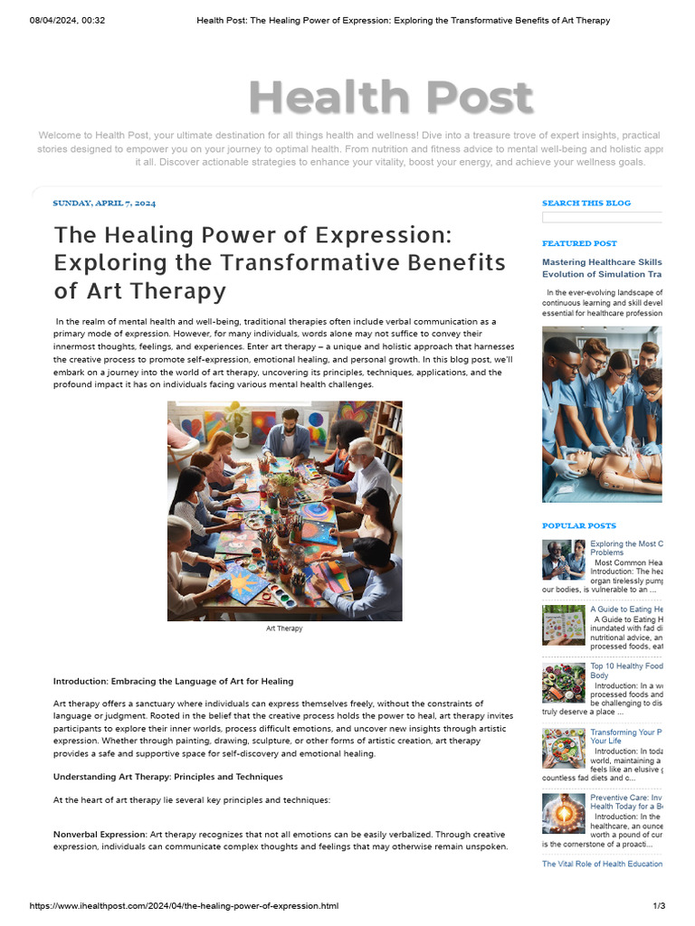 Art Therapy: Healing Through Creativity | PDF | Art Therapy | Psychotherapy