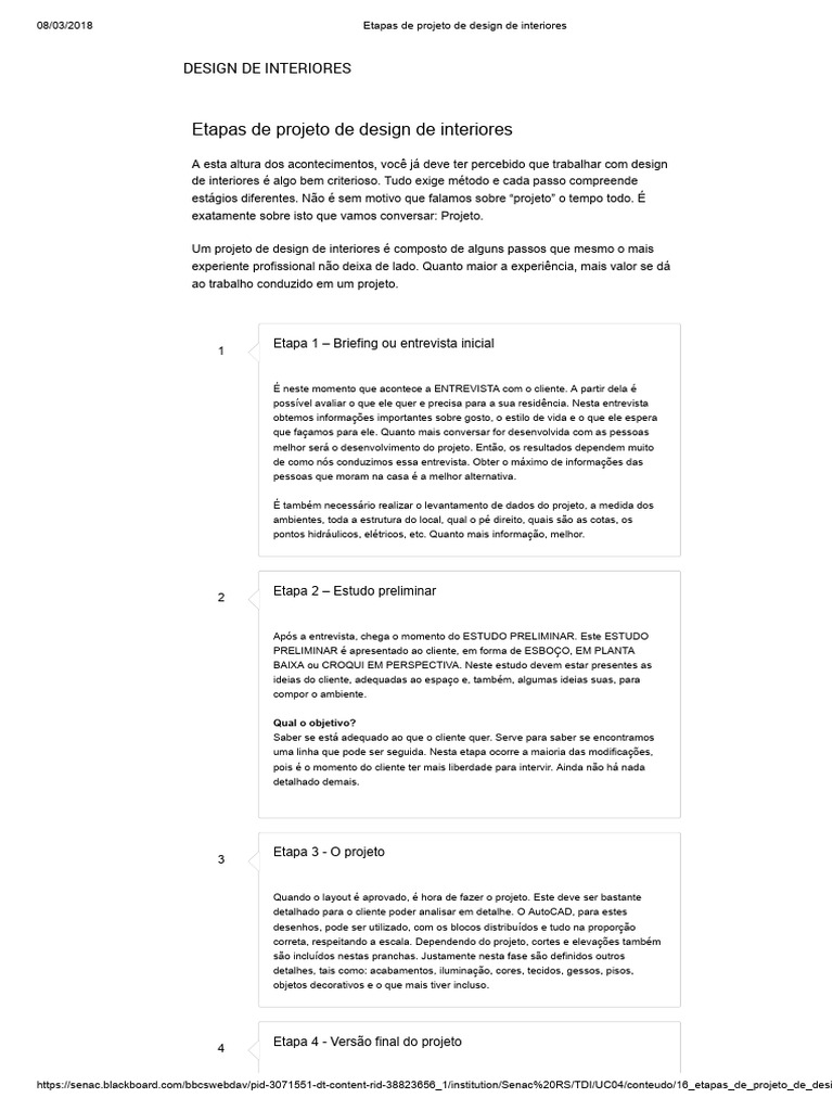 Etapas do Projeto de Interiores | PDF | Entrevista | Informação