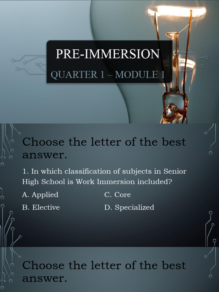 Pre Immersion 1 | Download Free PDF | Behavior Modification | Learning