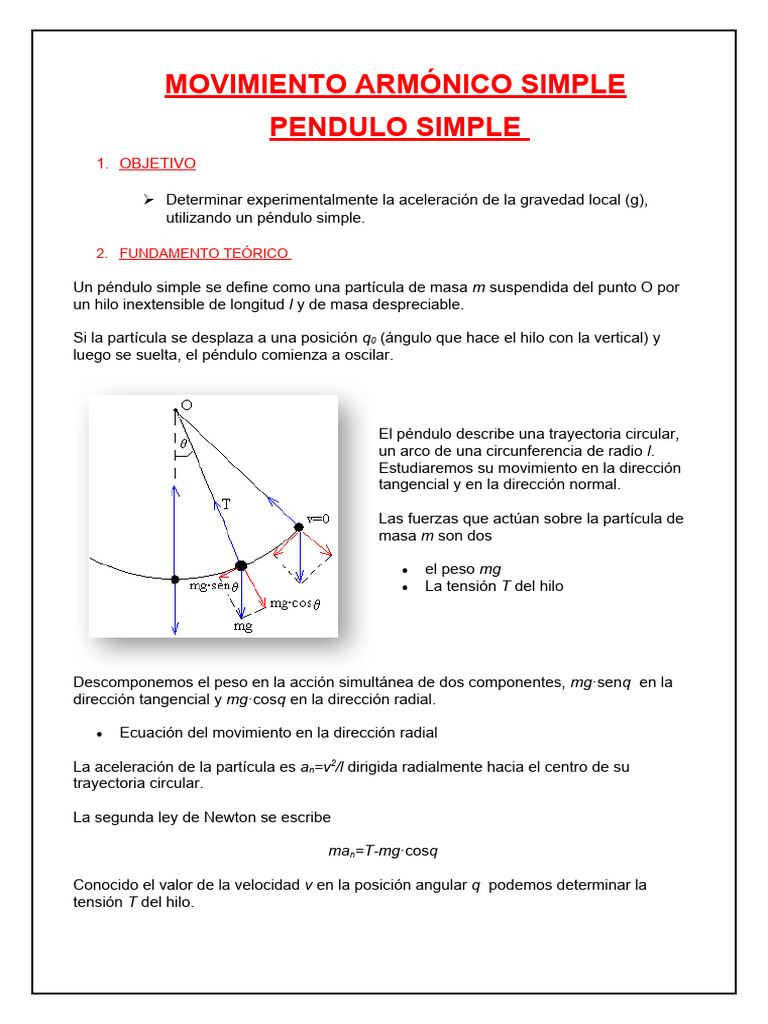Medición de la Gravedad con Péndulo Simple | PDF | Péndulo | Masa