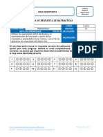 Hoja de Respuestas Matematicas 4°