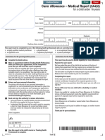 Carer Allowance - Medical Report: For A Child Under 16 Years