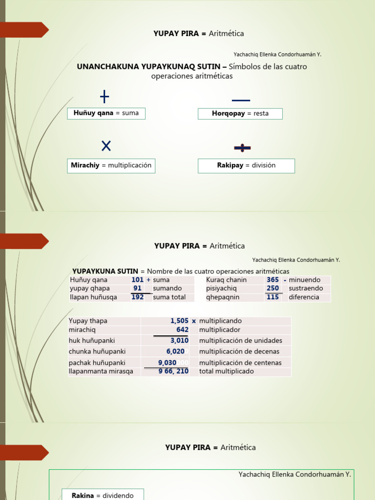 Aritmética y Geometría Inka | PDF | Sustracción | División (Matemáticas)