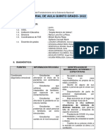 PLAN TUTORIAL DE AULA- QUINTO GRADO