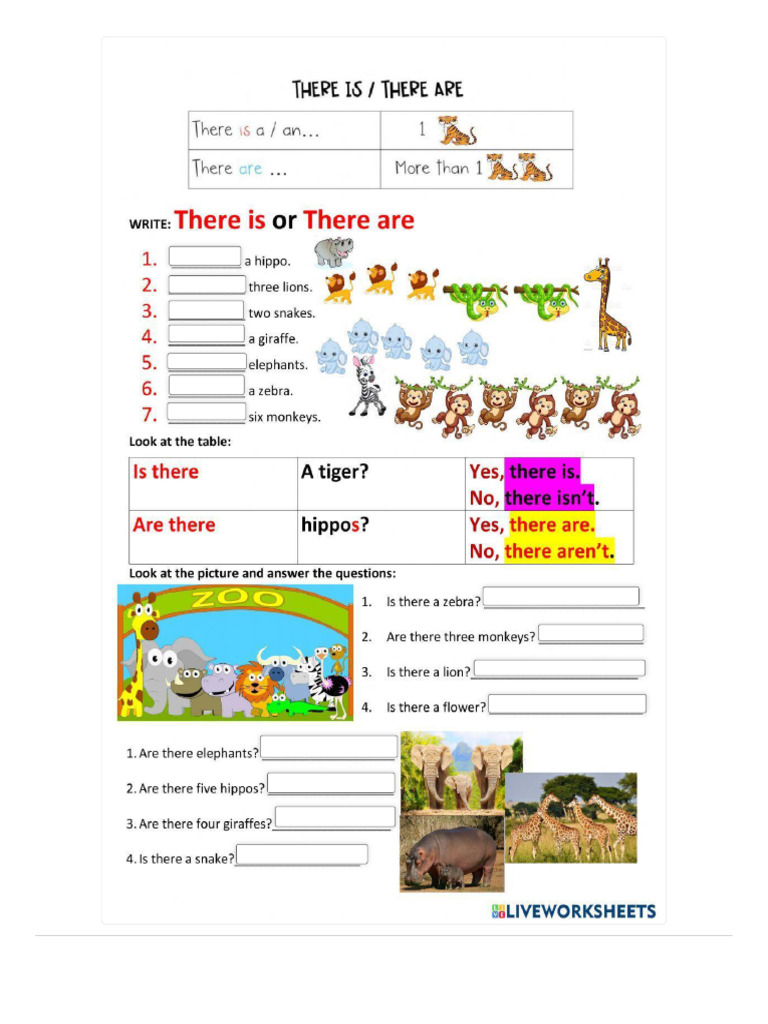 There Is There Are Online Exercise For 3 - Live Worksheets | PDF