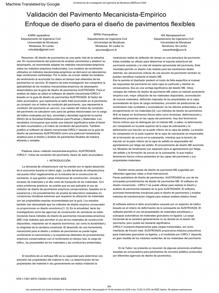 Validation of mechanistic empirical pavement design approach for