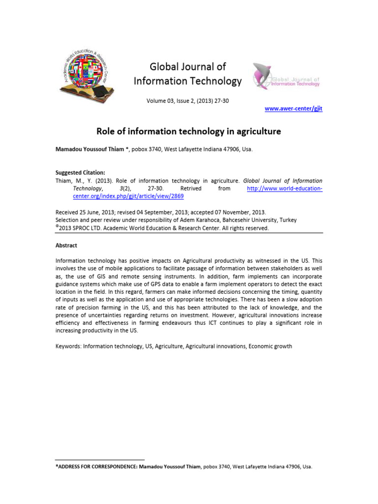 Impact of IT on Agricultural Productivity | PDF | Agriculture | Economies