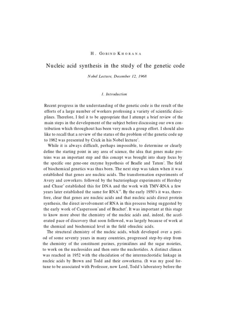 Nucleic Acid Synthesis & Genetic Code | PDF | Genetic Code | Ribosome