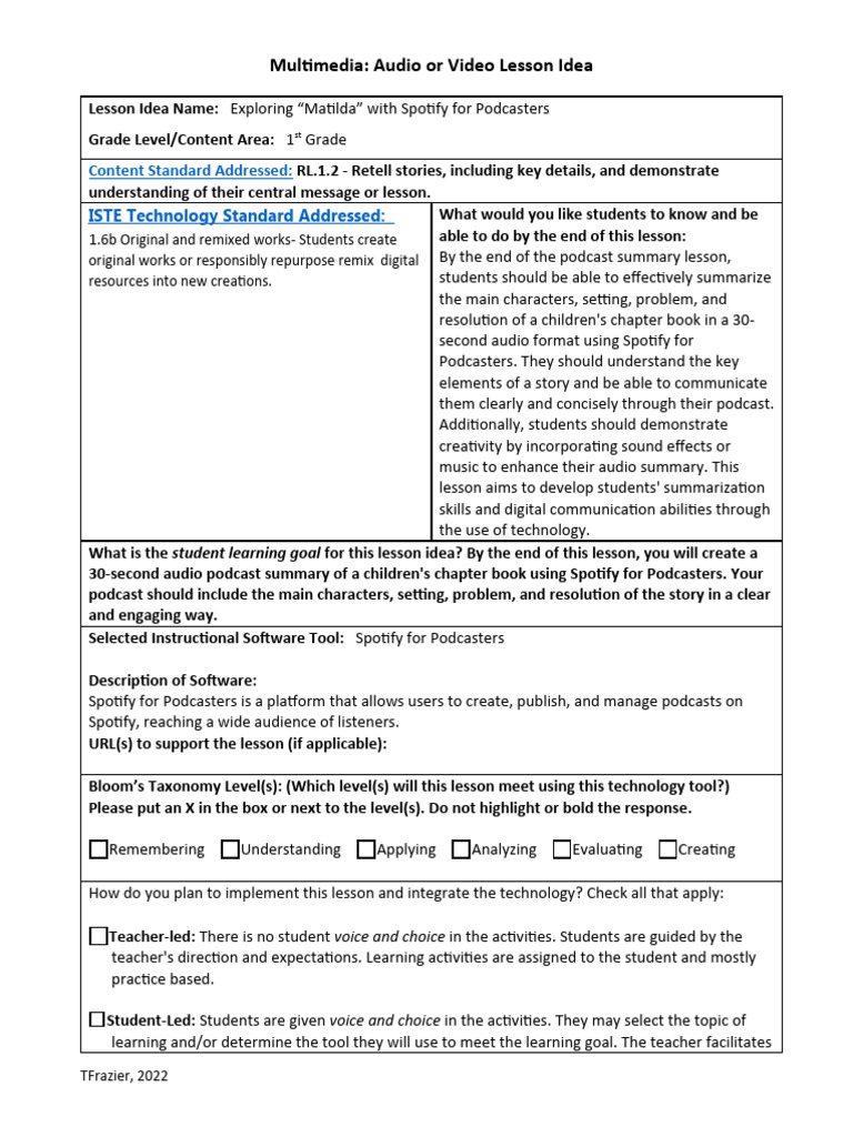 audio lesson plan | PDF | Podcast | Multimedia