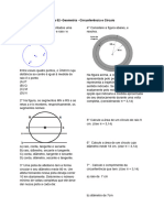 Lista 02 - Geometria - Circunferência e Círculo