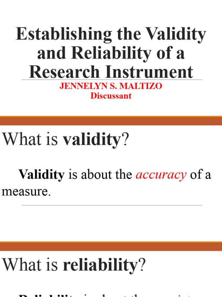 Validity and Reliability in Research Instruments | PDF | Validity ...