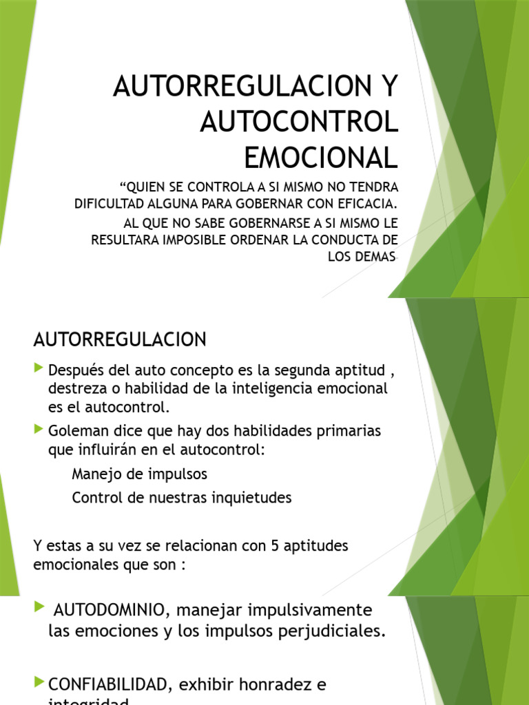 Autorregulacion y Autocontrol Emocional | PDF | Las emociones ...