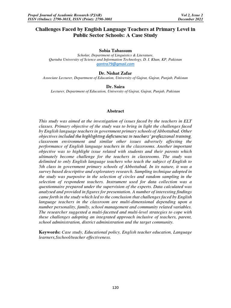 Problems Faced By English Language Teachers In Teaching Students With Learning Disabilities