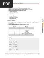 UNIT-II Python Operators and Control Flow Statements