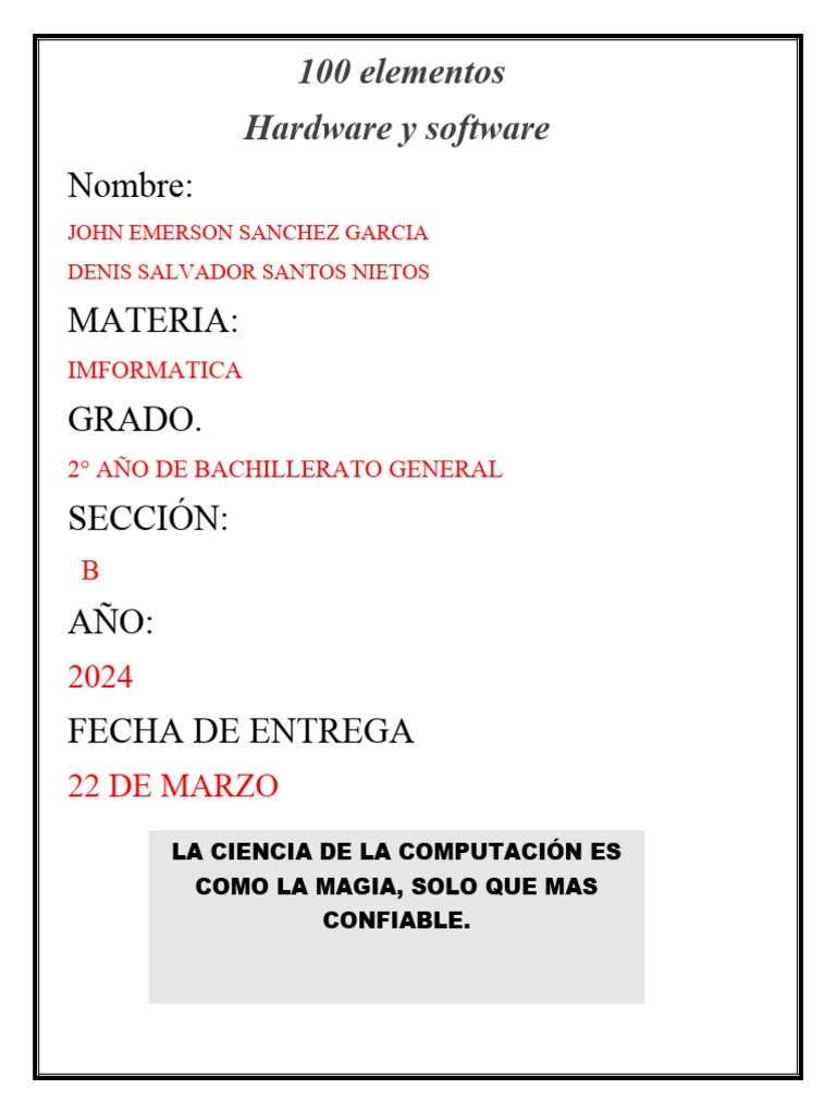 Guía de Hardware y Software Básico | PDF | Hardware de la computadora ...