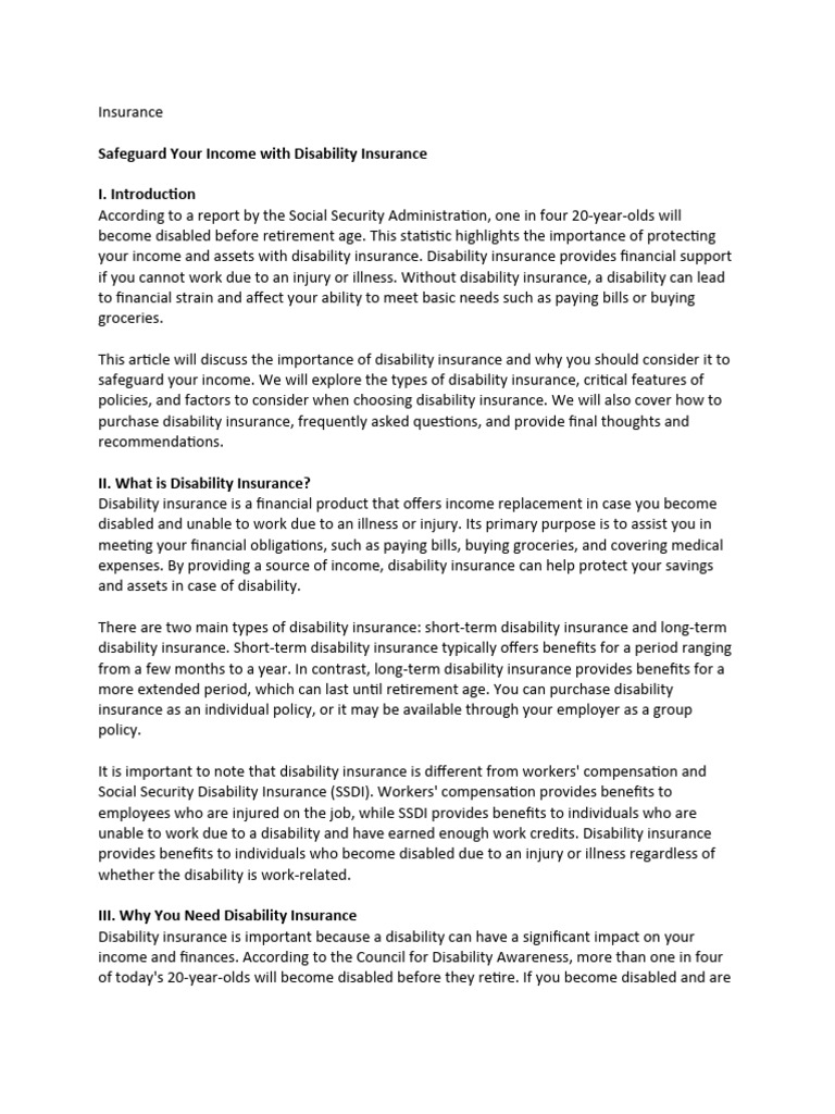 Essential Guide to Disability Insurance | PDF | Disability Insurance ...