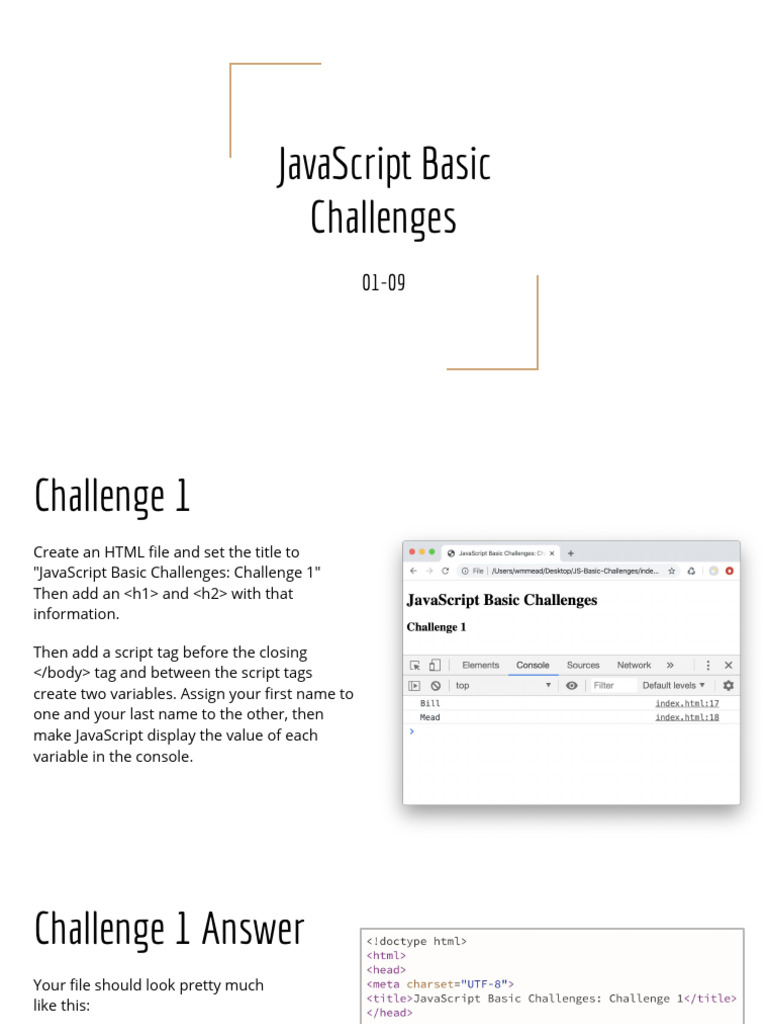 JavaScript Basic Challenges1 | PDF | Command Line Interface | Java Script