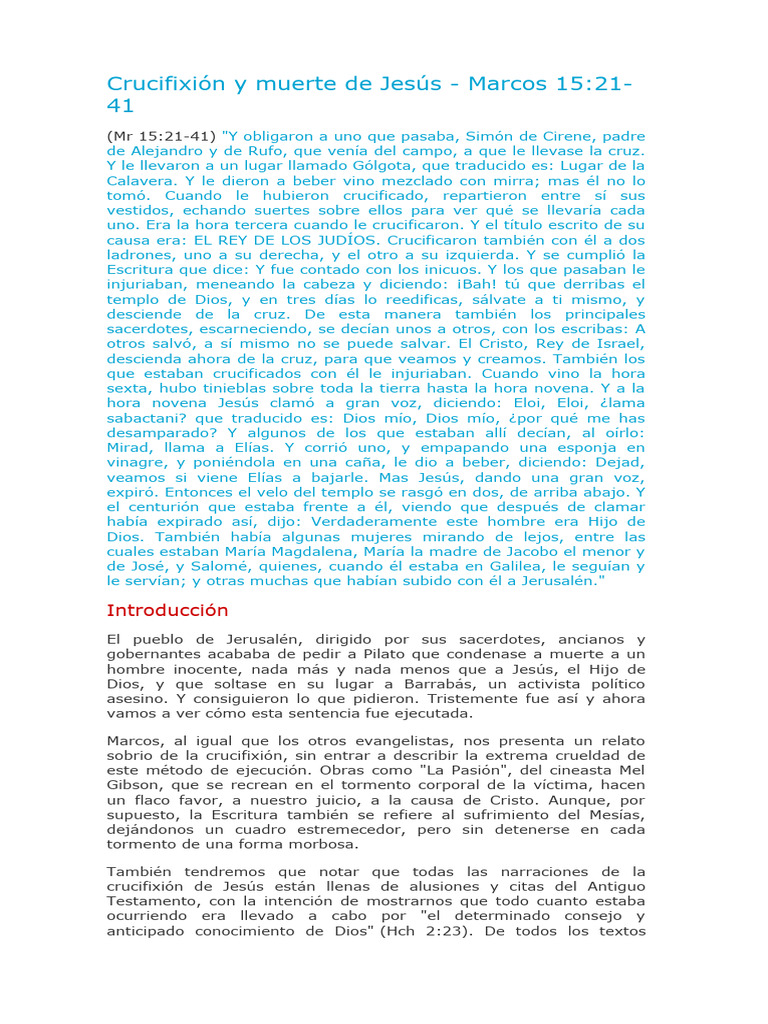 Crucifixión y Muerte de Jesús | PDF | Crucifixion de jesus | Jesús