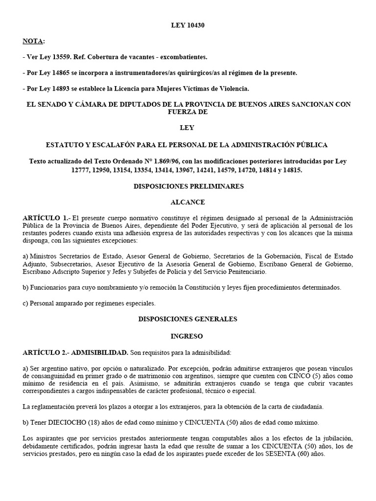 Ley 10430 | PDF | Parto prematuro | Jubilación