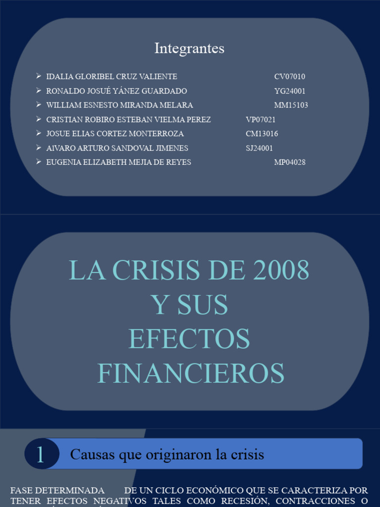 Efectos de la Crisis Financiera de 2008 | PDF | Economía Financiera ...