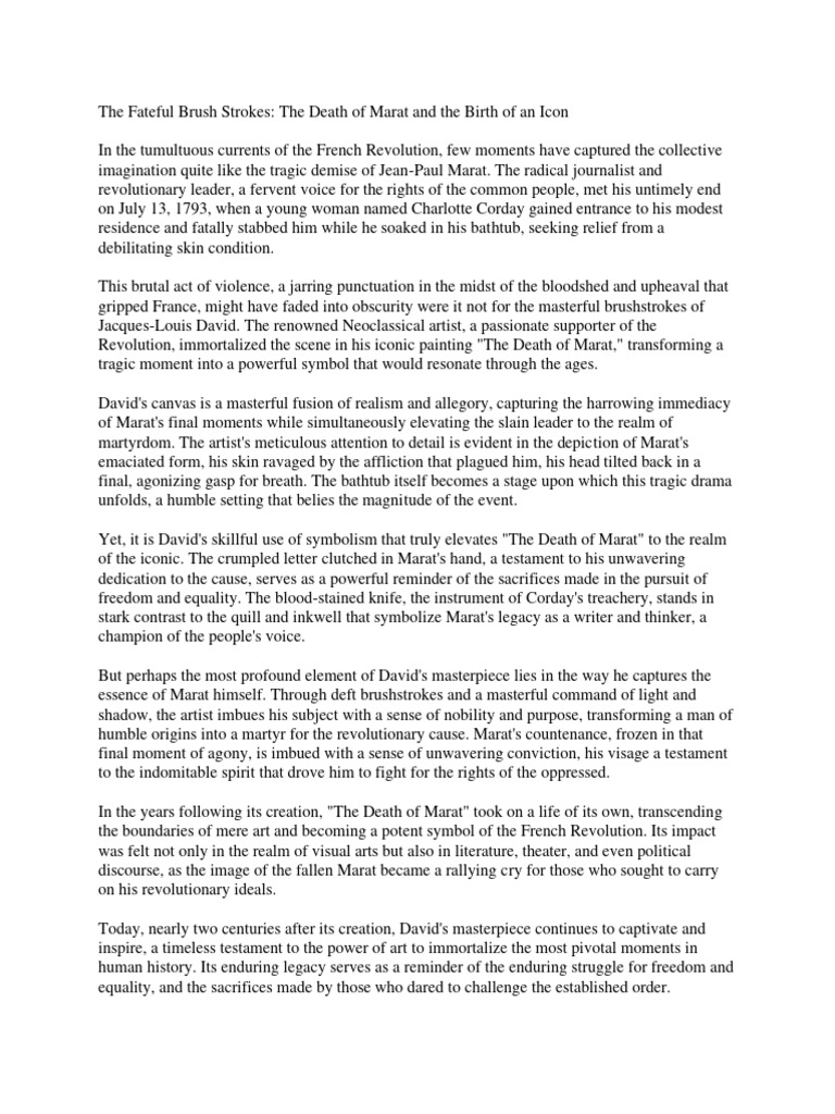 Marat's Death: Art and Revolution | PDF | Classics