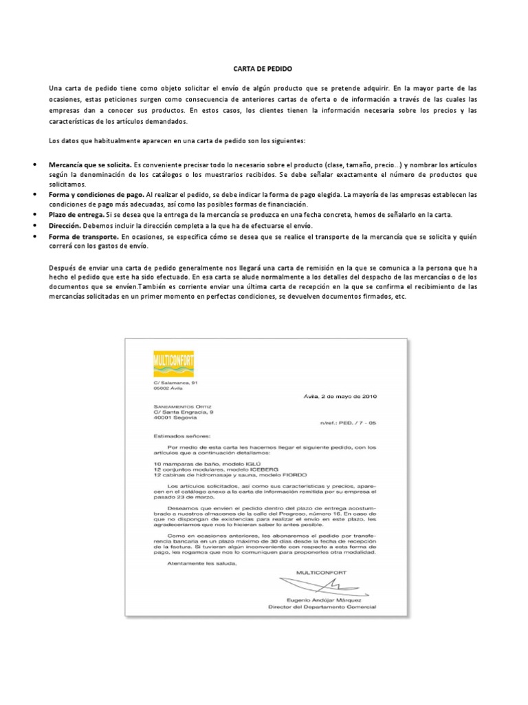 Carta De Pedido Pdf Bienes Precios