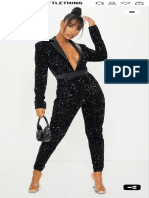 Black Premium Velvet Sequin Plunge Tailor Jumpsuit PrettyLittleThing USA