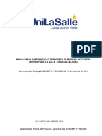 Manual para Apresentação de Projeto de Pesquisa Do Centro Universitário La Salle - Unilasalle/Lucas