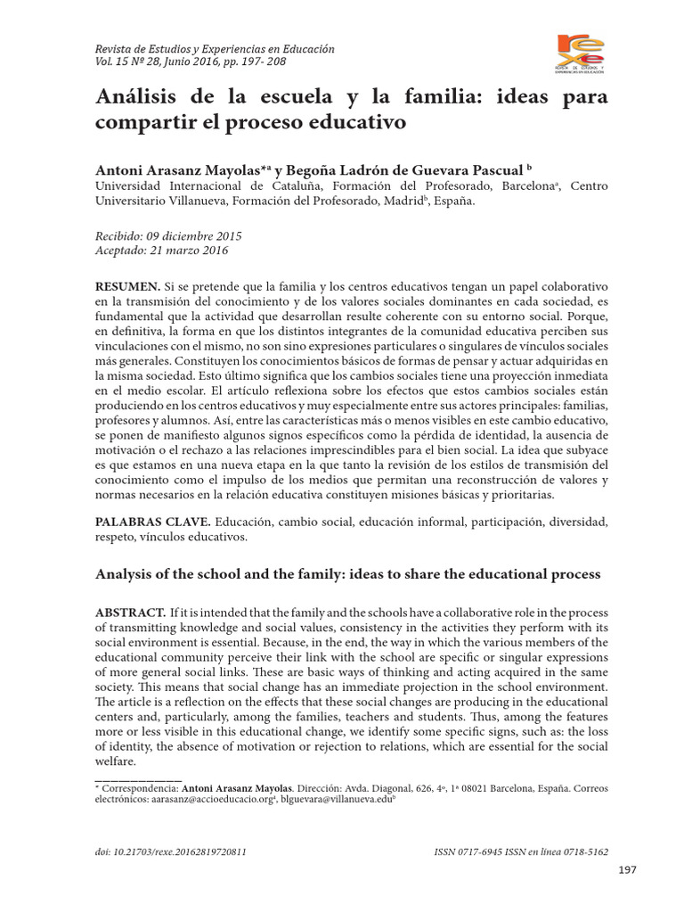 Escuela y Familia en El Proceso Educativo | PDF | Familia | Conocimiento