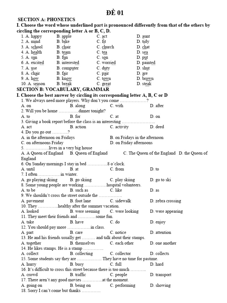 Phonetics and Grammar Practice Test | PDF