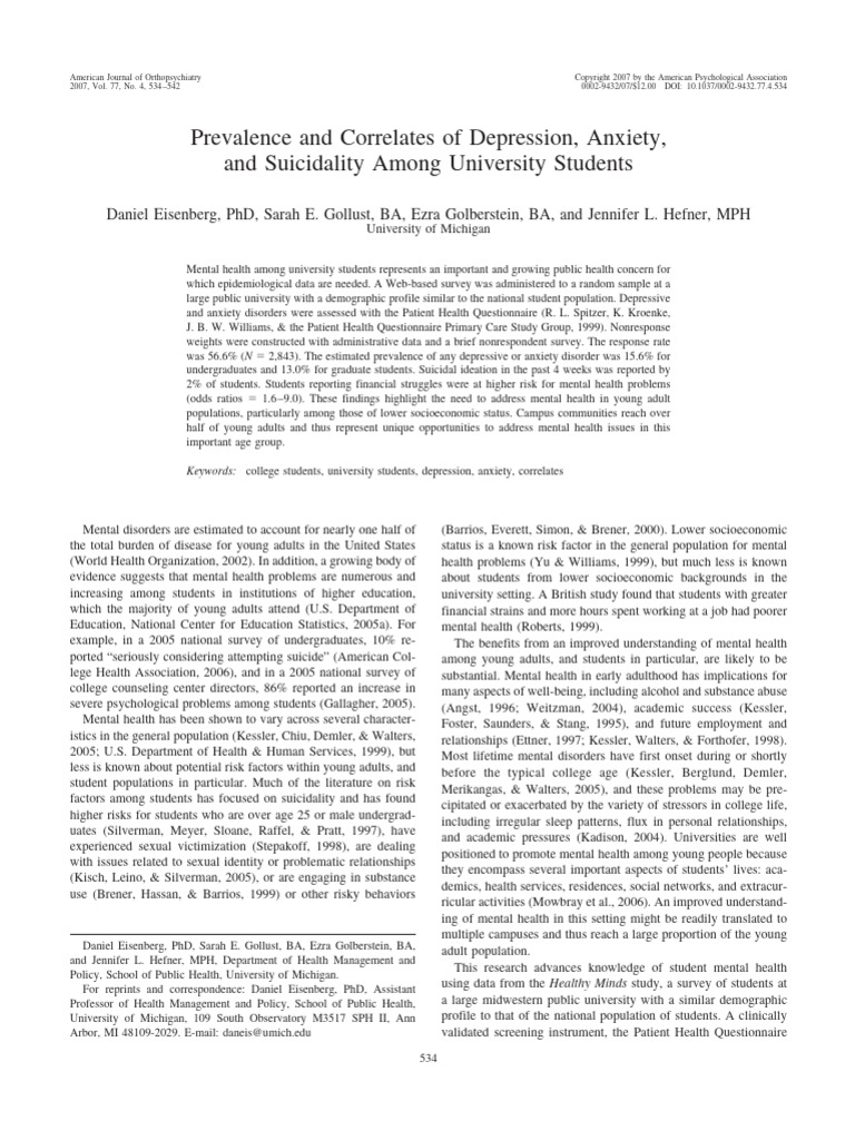 Prevalence and Correlates of Depression | PDF | Mental Disorder ...