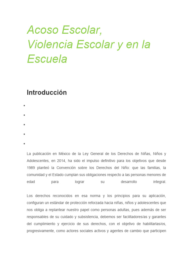 Acoso Escolar, Violencia Escolar y en La Escuela | PDF | Violencia ...