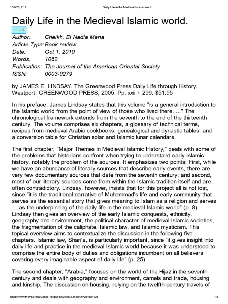 Daily life in the medieval islamic world pdf sharia muslim world
