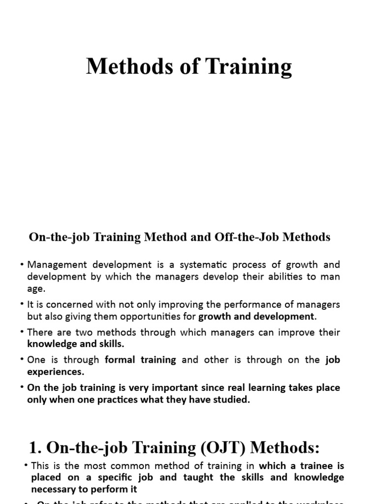 Training Methods for Managers | PDF | Behavior Modification | Business