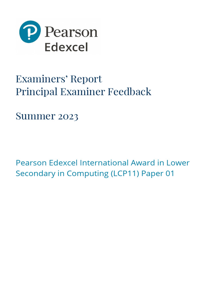 iLowerSecondary Computing - Examiners - Report Paper 1 (Jun 2023) | PDF ...