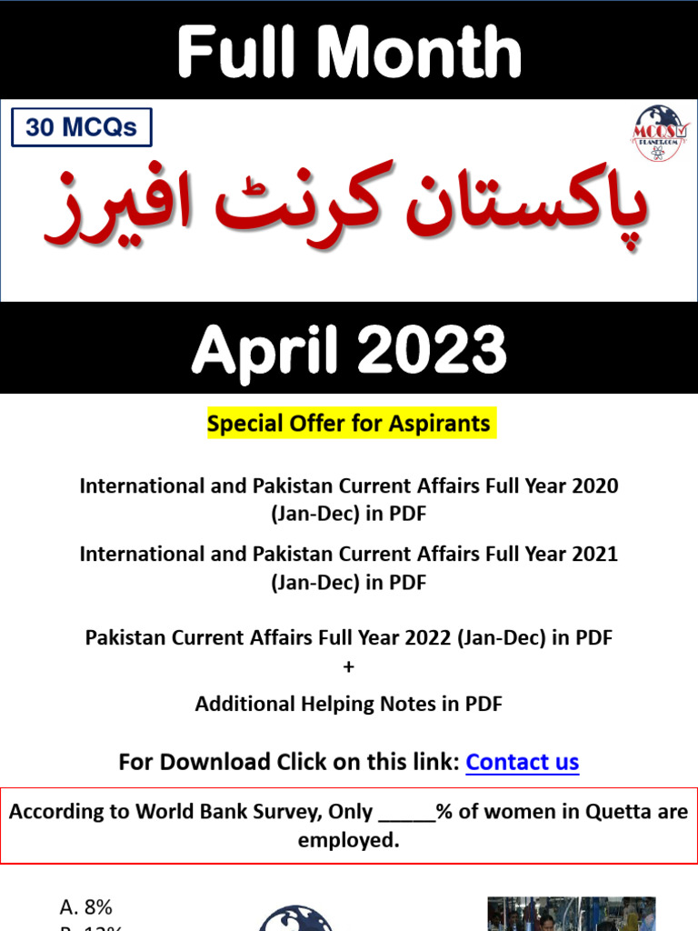 Pakistan Current Affairs April 2023 Free Version | PDF | Asian ...