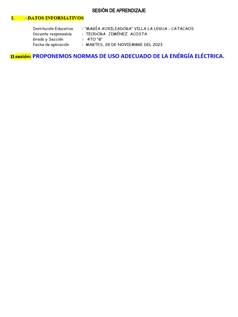 Uso Responsable de la Energía Eléctrica | PDF | Enseñando | Aprendizaje