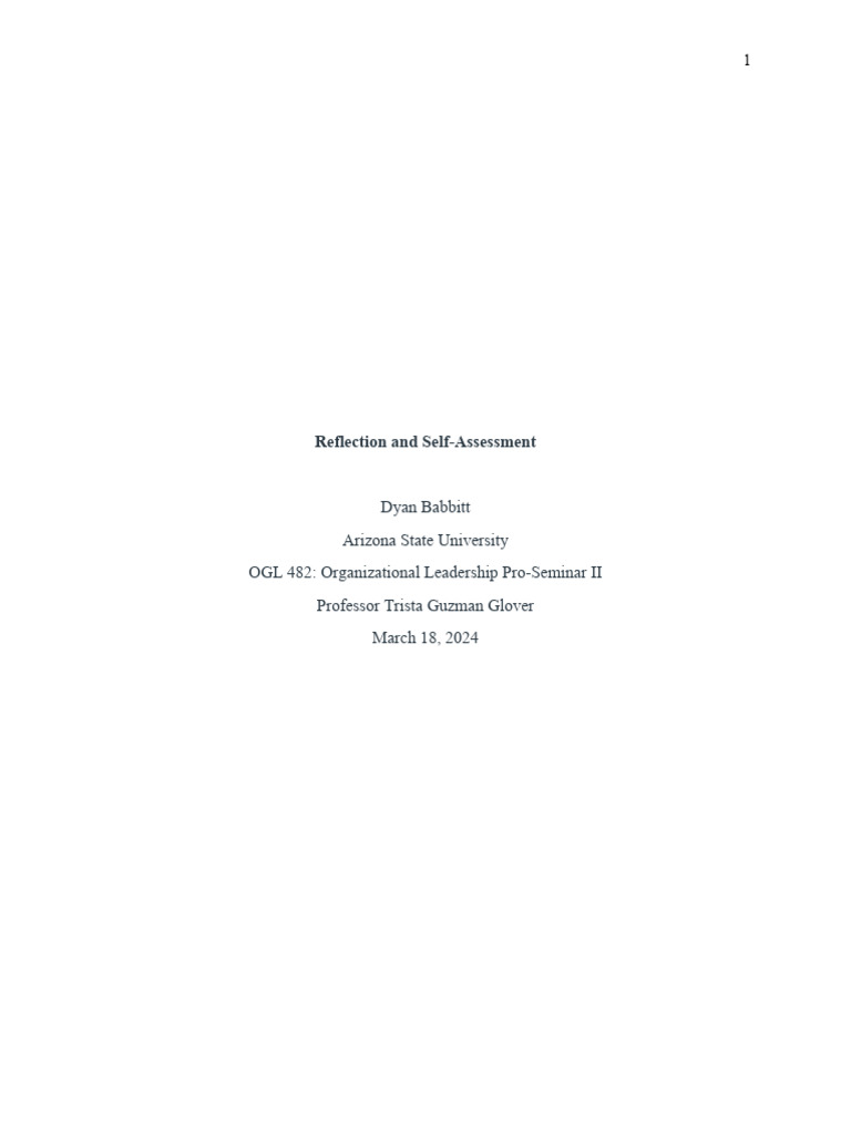 Reflection And Self Assessment Pdf Personality Type Extraversion