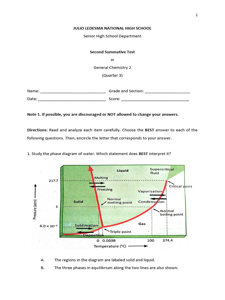 Summative Test 2 Q 3 Gen - Chem 2 SY 2022 2023 Copy - Edited Copy ...