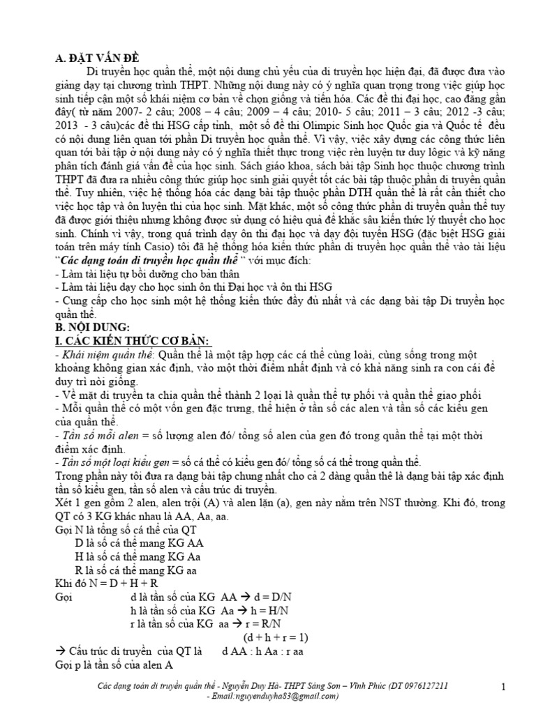 Cac Dang Toan Di Truyen Quan The | PDF
