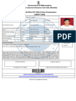 Government of Maharashtra State Common Entrance Test Cell, Mumbai. MAH-MCA-CET 2024 Online Examination Admit Card