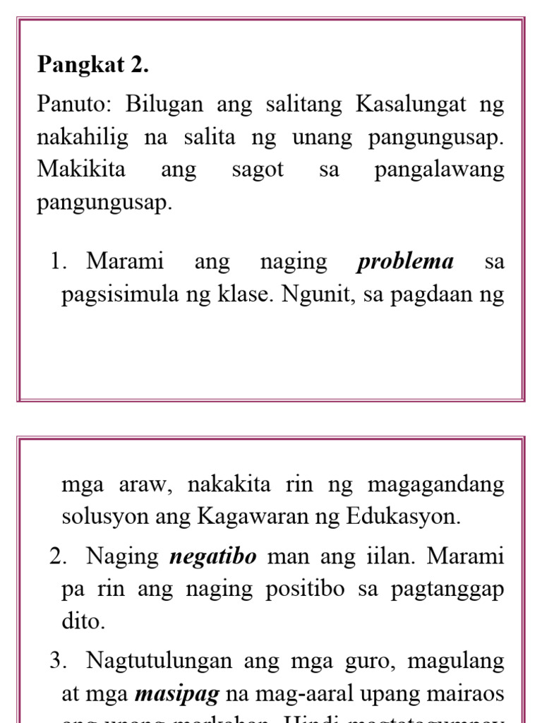Kasingkahulugan at Kasalungat | PDF