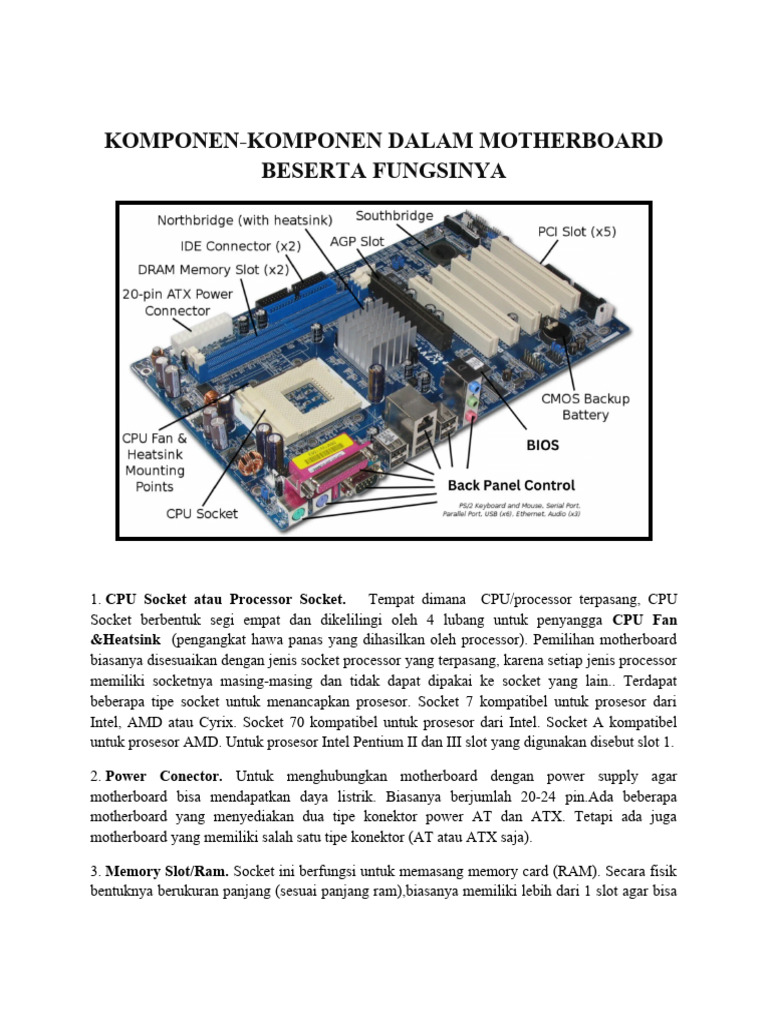 Komponen dan Fungsi Motherboard | PDF | Game & Aktivitas
