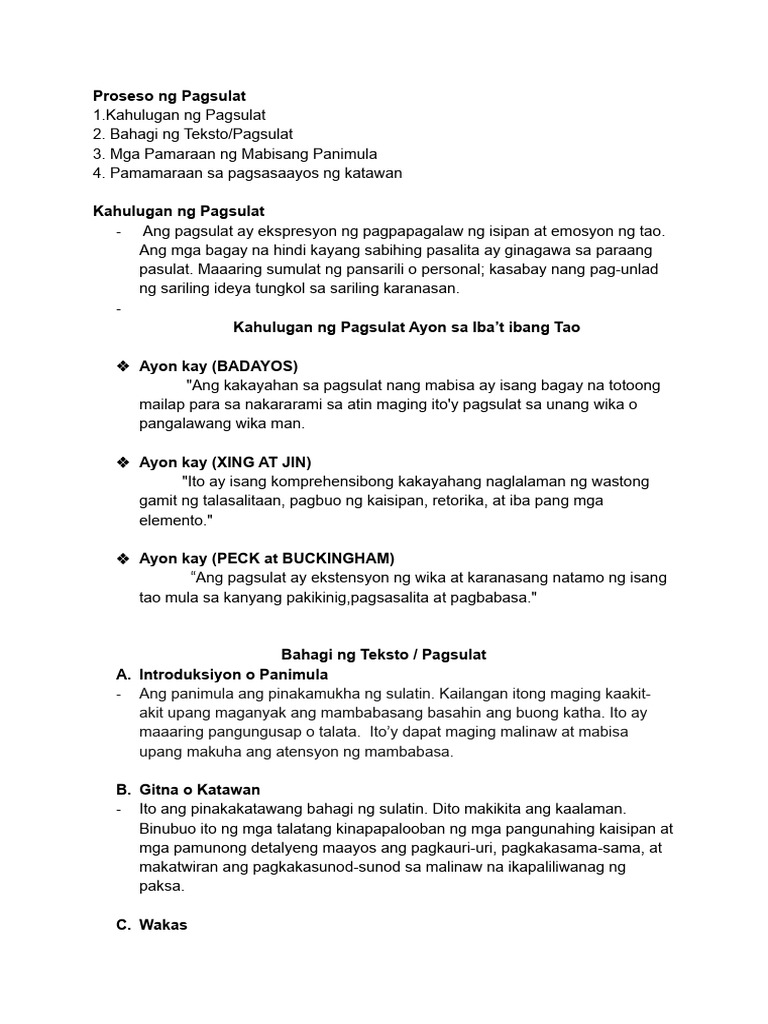 Ang Proseso NG Pagsulat | PDF