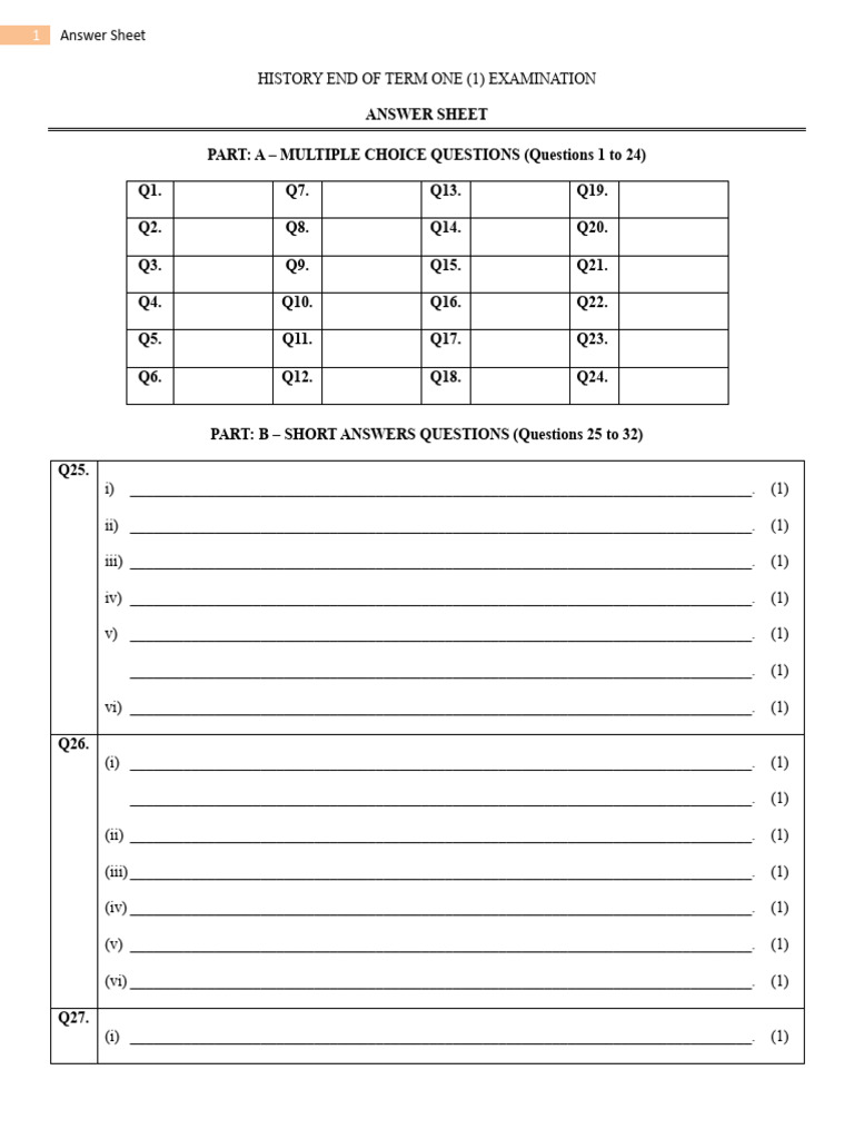 Term 1 End Of Term Exam 2024 Answer Sheet Pdf