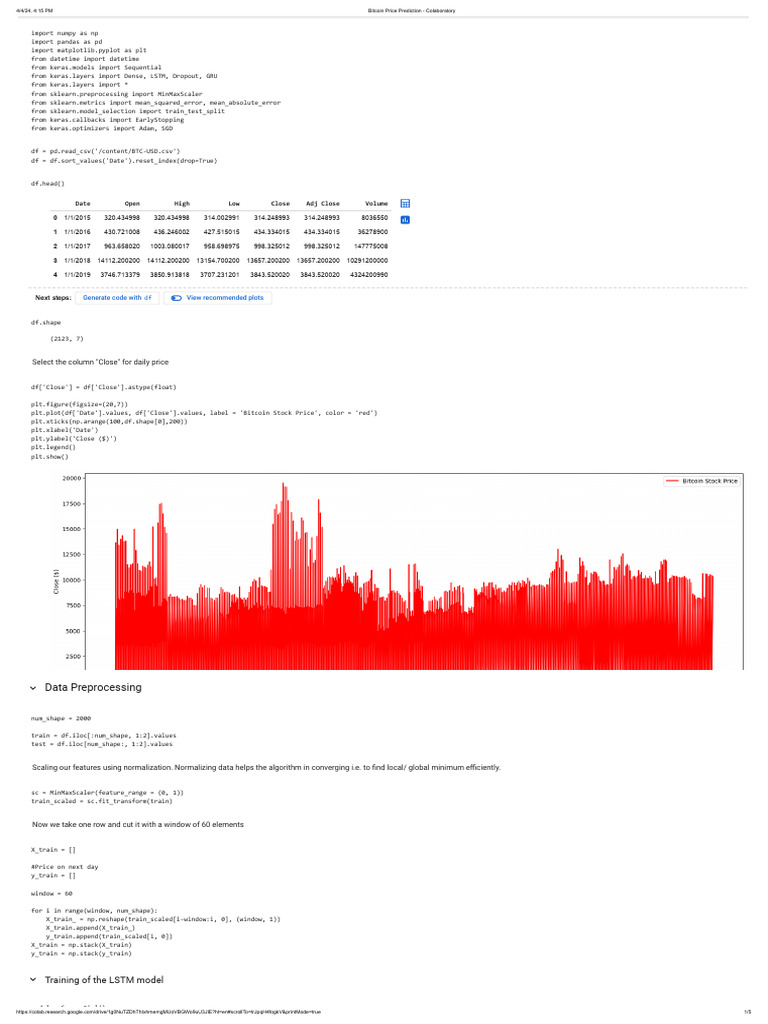 Bitcoin Price Prediction Model | PDF | Computer Science | Machine Learning